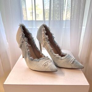Light Blue Denim Distressed Heels Size 9